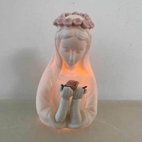 Illuminated Virgin Mary Porcelain Sculpture - Picture 3 of 10
